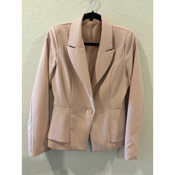 Venti6 Jackets & Blazers - Venti6 Womens Blush Pink Single Button Peplum Blazer Jacket Made in Italy Size M